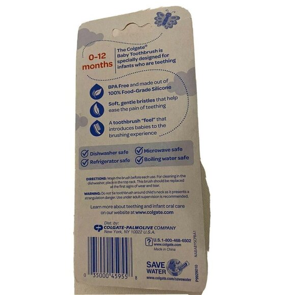 Colgate Baby Teething Toothbrush Infants 0 -12 mos Extra Soft Bristles BPA Free - Picture 2 of 2